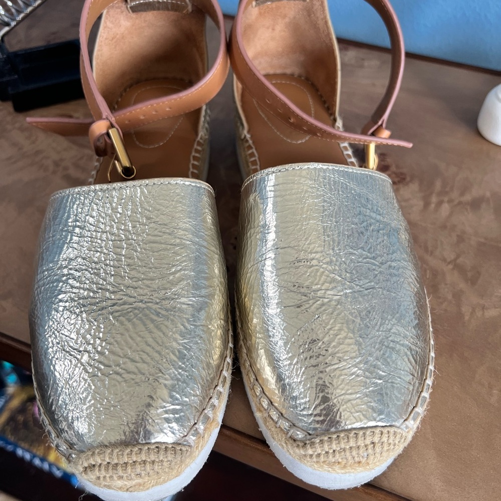 See By Chloe Metallic Gold Espadrilles